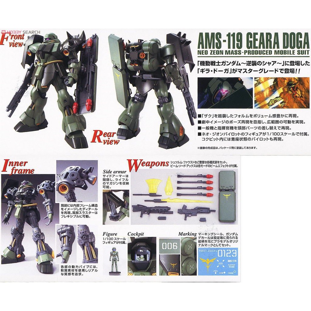 Mô Hình Gundam MG Geara Doga Bandai 1/100 Uc Đồ Chơi Lắp Ráp Anime Nhật