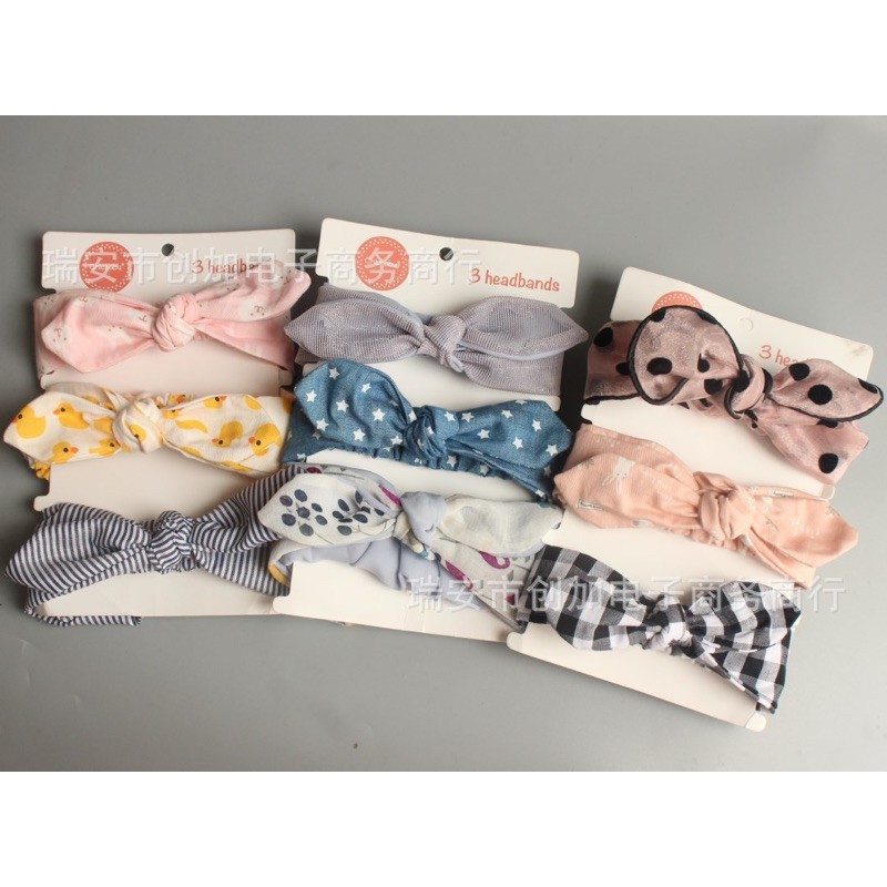 Set 3 turban cài tóc cao cấp chính hãng ChicBaby cho bé gái 0-3 tuổi