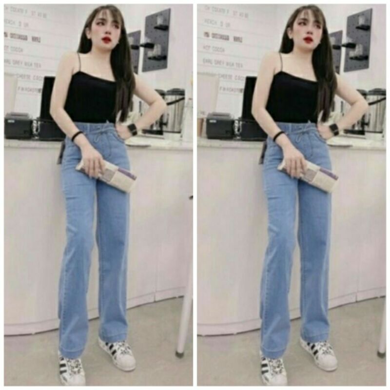 QUẦN BÒ ỐNG SUÔNG CẠP CHUN FREESHIP QUẦN JEAN ỐNG SUÔNG