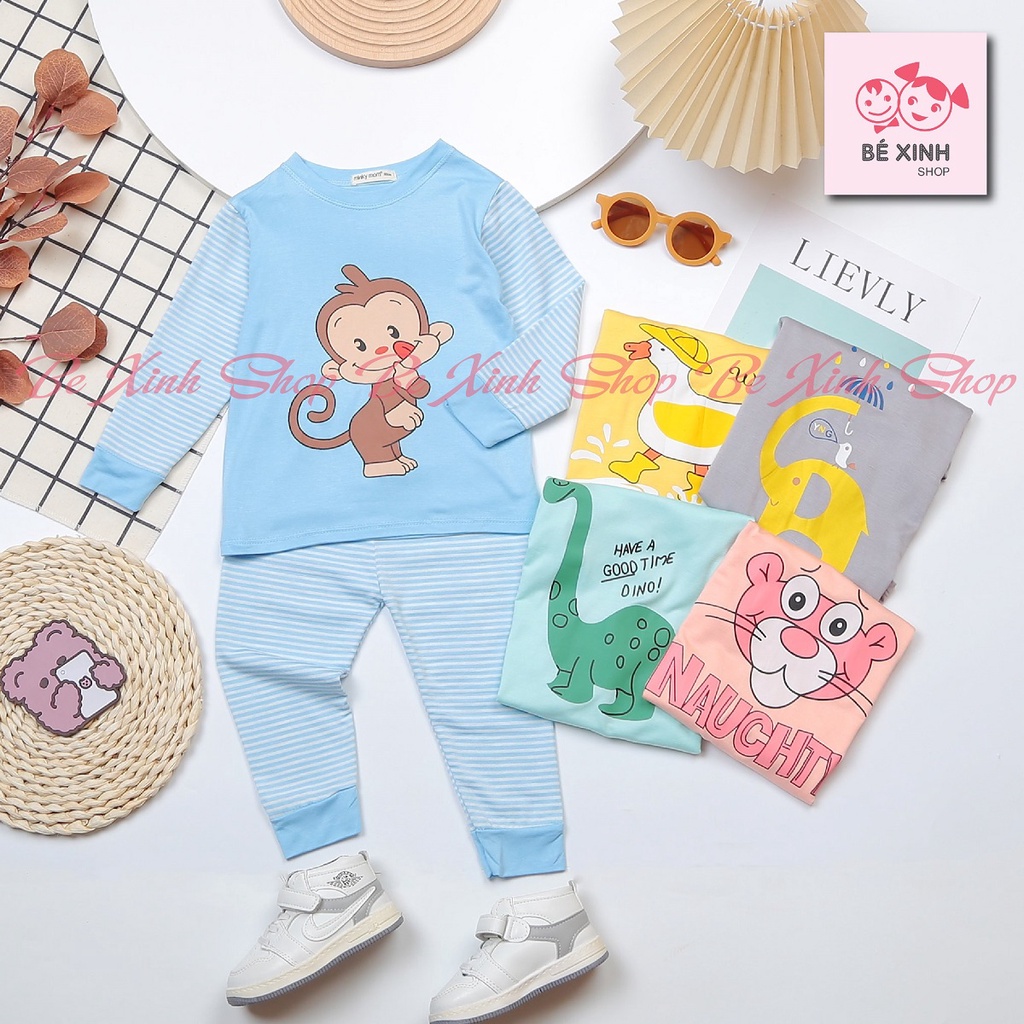 Quần áo đồ bộ dài tay trẻ em bé trai bé gái Minky Mom  Đồ bộ thun lạnh dài tay thu đông cho bé DÀI_PHỐI_SỌC