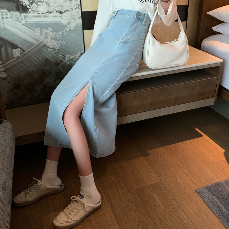 Chân Váy Denim Chữ A Lưng Cao Xẻ Tà Thời Trang Hè 2020 Cho Nữ | BigBuy360 - bigbuy360.vn