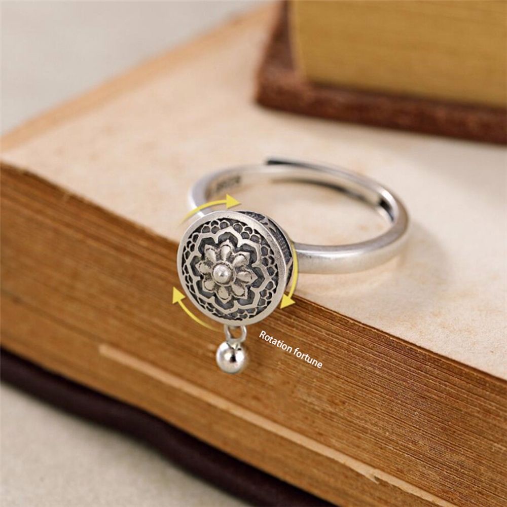 Nhẫn đeo tay cầu nguyện khắc châm ngôn Mani Mani cổ điển tâm kinh sang trọng xoay được phong cách Phật giáo
