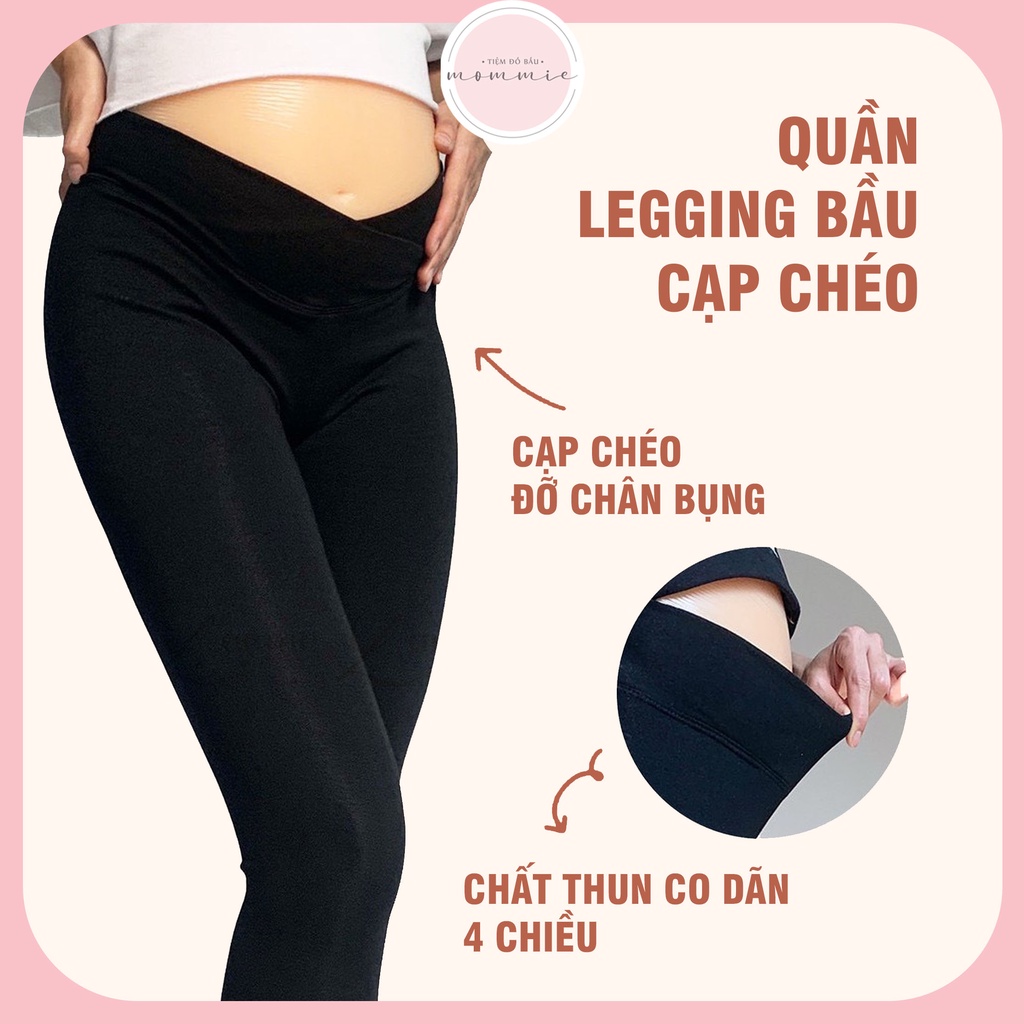 Quần Legging Bầu Cạp Chéo Chất Liệu Cotton Co Dãn Tốt