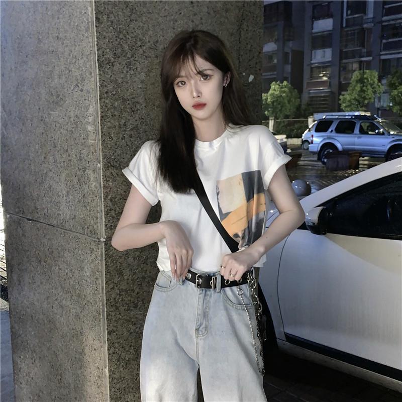 Áo Thun crop top Dáng Rộng Tay Ngắn Phong Cách Hàn Quốc Cho Nữ Áo phông Nữ NZ-TX-23