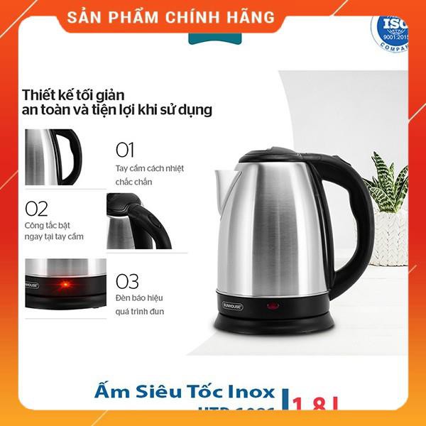 Ấm Siêu Tốc inox 1.8L Sunhouse Happy Time HTD1081