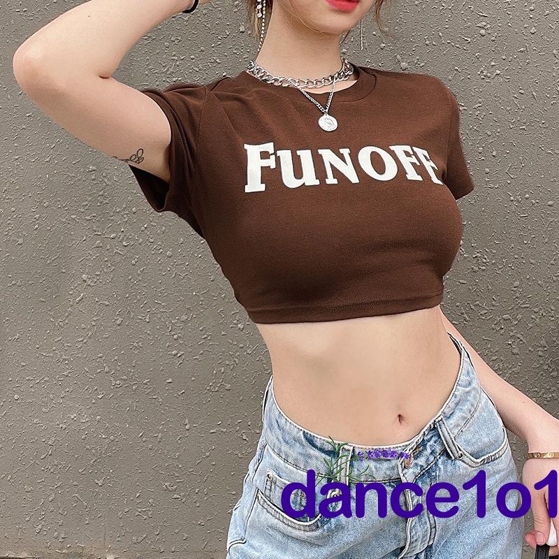 Áo thun nữ tay ngắn cổ tròn họa tiết chữ in đơn giản thời trang