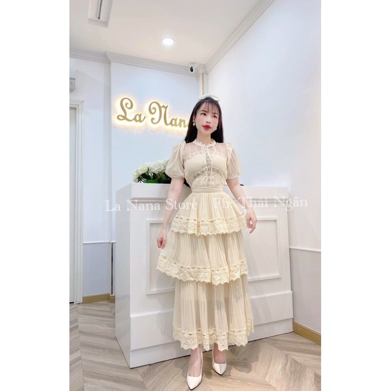 Đầm  Maxi Phối Ren Tầng Dập Li l