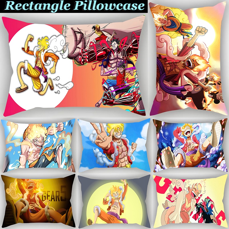 Vỏ Gối Hình Chữ Nhật In Hình One Piece Luffy Sun God Nika Gear 5 Mặt Bên Trang Trí Nhà Cửa (Không Có Lõi)