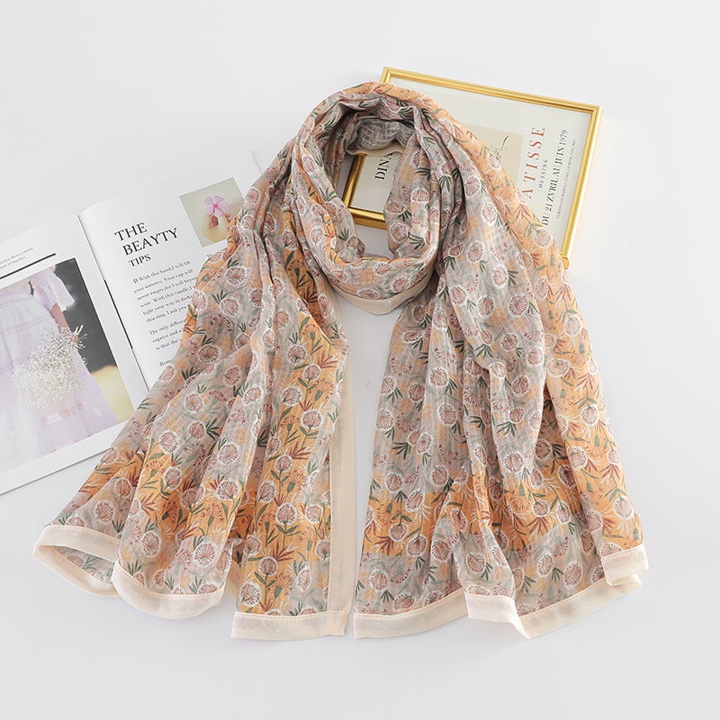 Khăn Choàng Vải Lanh Cotton Cỡ Lớn 190x90 Thời Trang Thu Đông