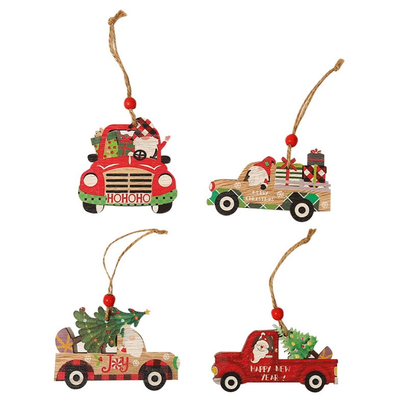 Phụ kiện treo trang trí cây thông giáng sinh hình ông già noel/người tuyết làm từ gỗ