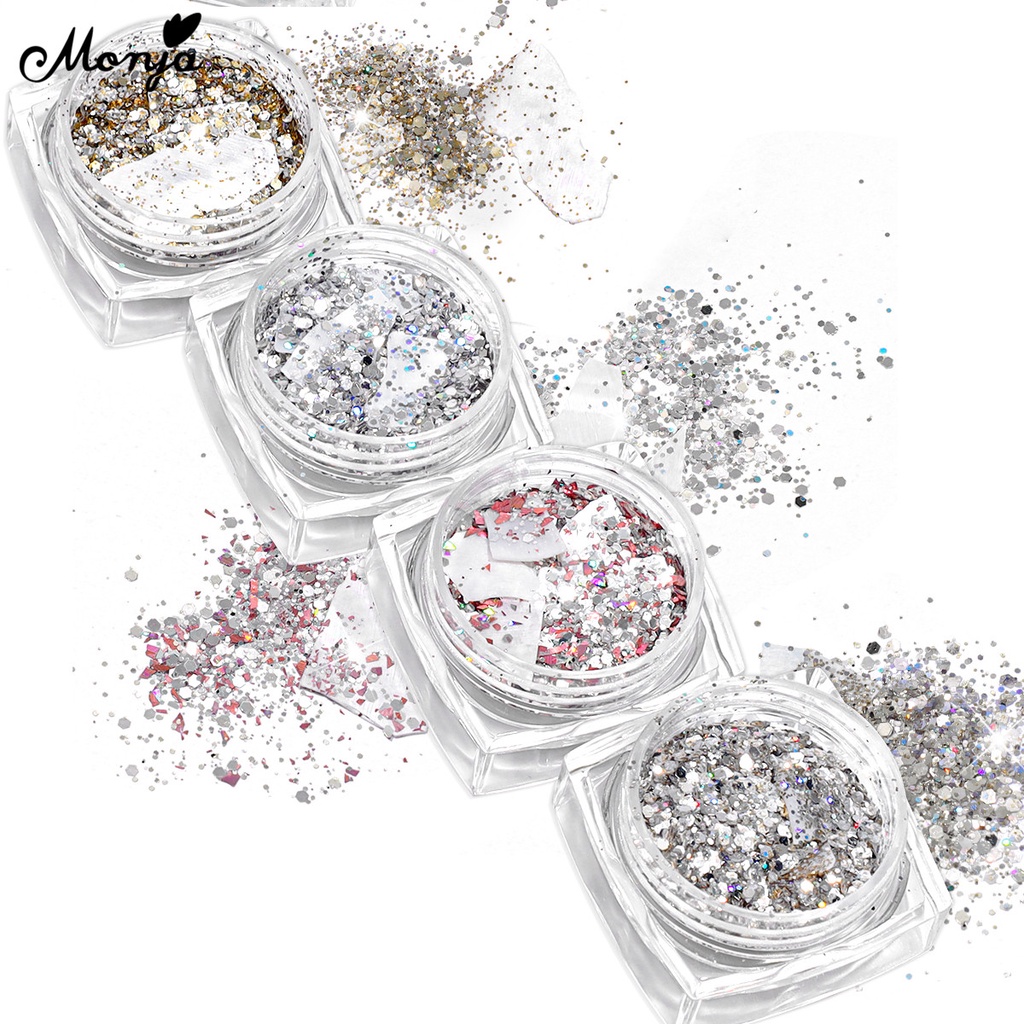 Monja Bột Kim Tuyến Pha Lê Lấp Lánh Màu Gradient Pha Lê Trang Trí Móng Tay Nghệ Thuật Cho Salon / Nhà Ở DIY