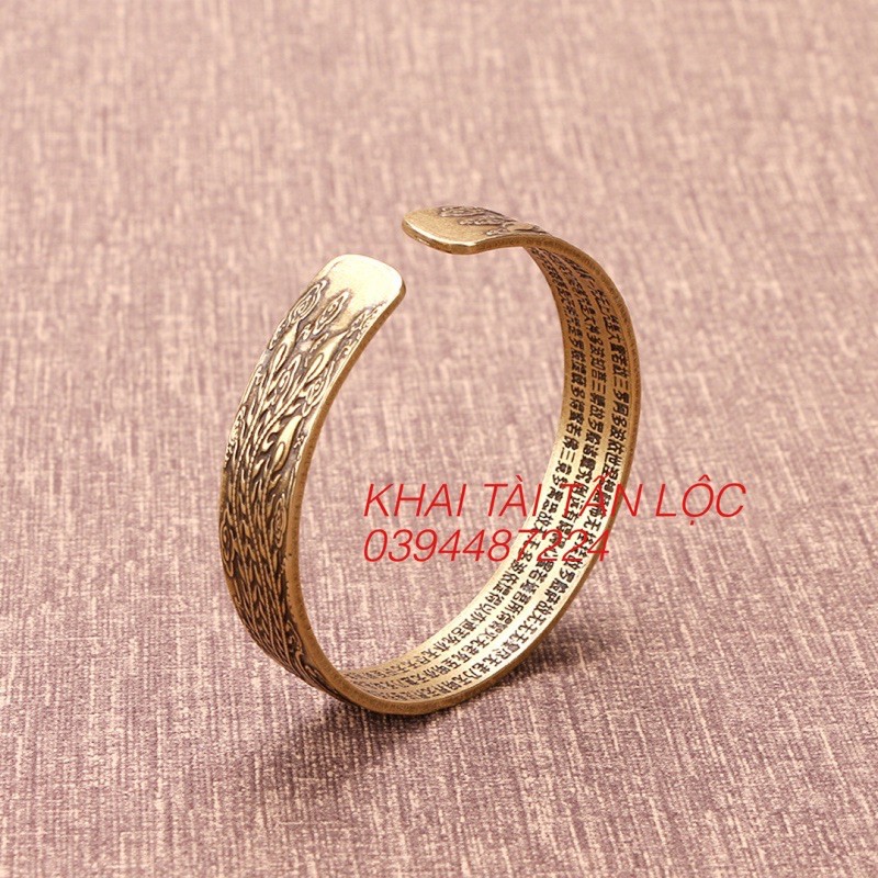 Vòng tay long phụng trình tường khắc tâm kinh bằng đồng