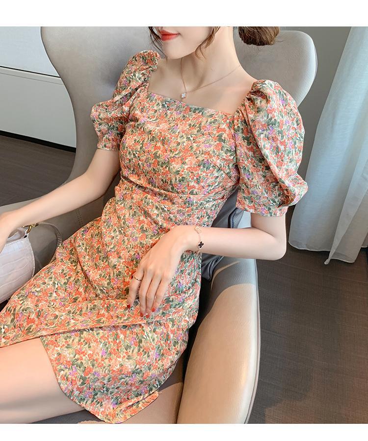 Đầm Hoa Tay Phồng Cổ Vuông Xinh Xắn Dành Cho Nữ | BigBuy360 - bigbuy360.vn