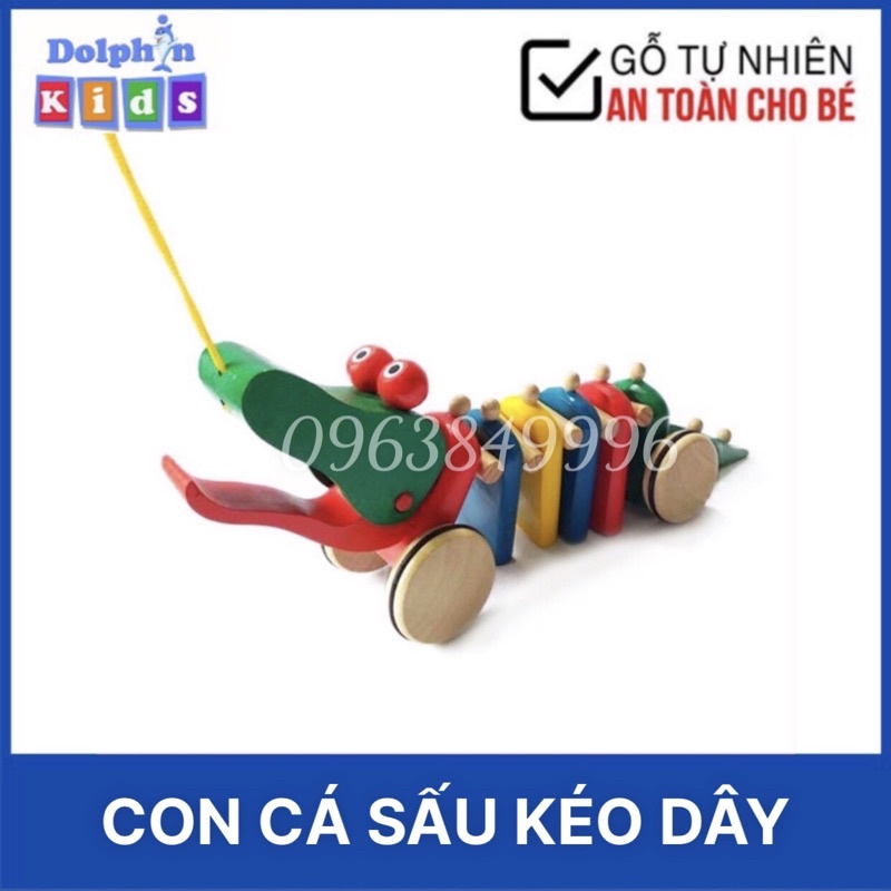 🐳🐳 Đồ Chơi Gỗ An Toàn CON CÁ SẤU KÉO DÂY GỖ CÓ KHỚP CHO BÉ🌹- Giúp Bé Phát Triển Tư Duy Logic, Khả Năng Phối Hợp Của Bé