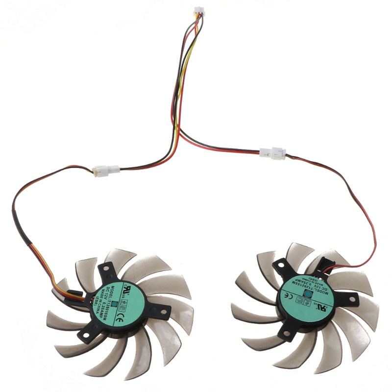 LIDU1  2Pcs T128010SM 75mm 3Pin Cooling Fan for GTX 460 465 560 Ti 580 650 750Ti GT440 GT610 GT730 Graphics Card Cooler Fan