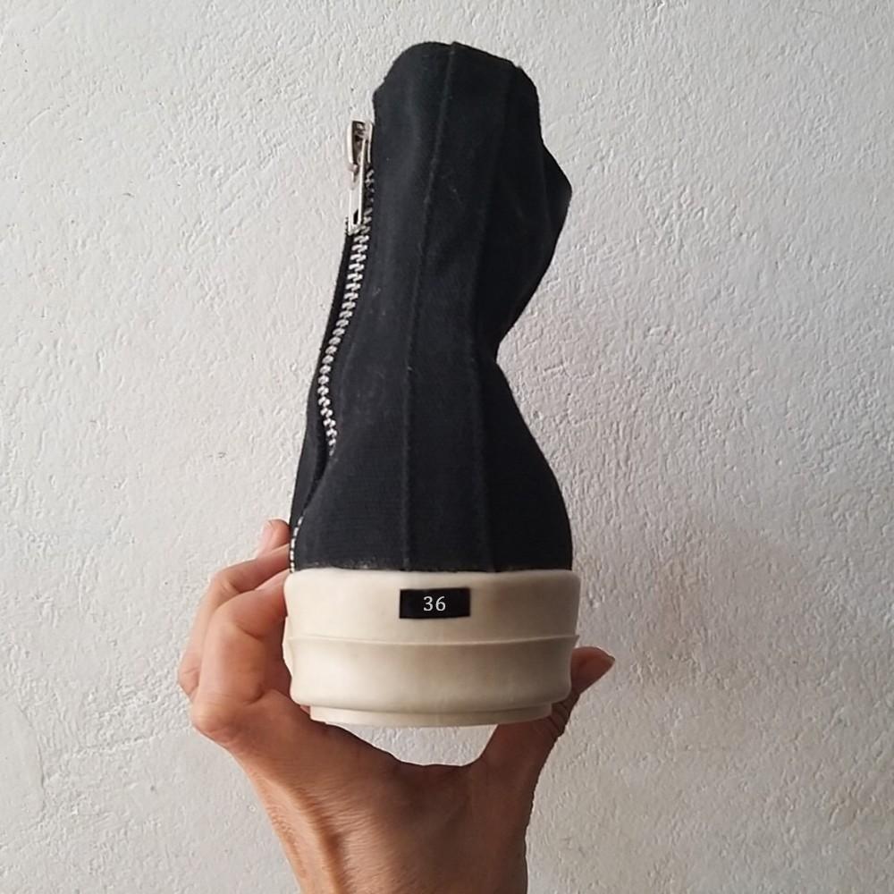 Giày Rick Owen High Sneaker Nữ - Giày Thể Thao RO Cổ Cao Màu Đen Kem Đế Thơm Vani [FREE SHIP + HỘP GIÀY + HỘP BẢO VỆ]