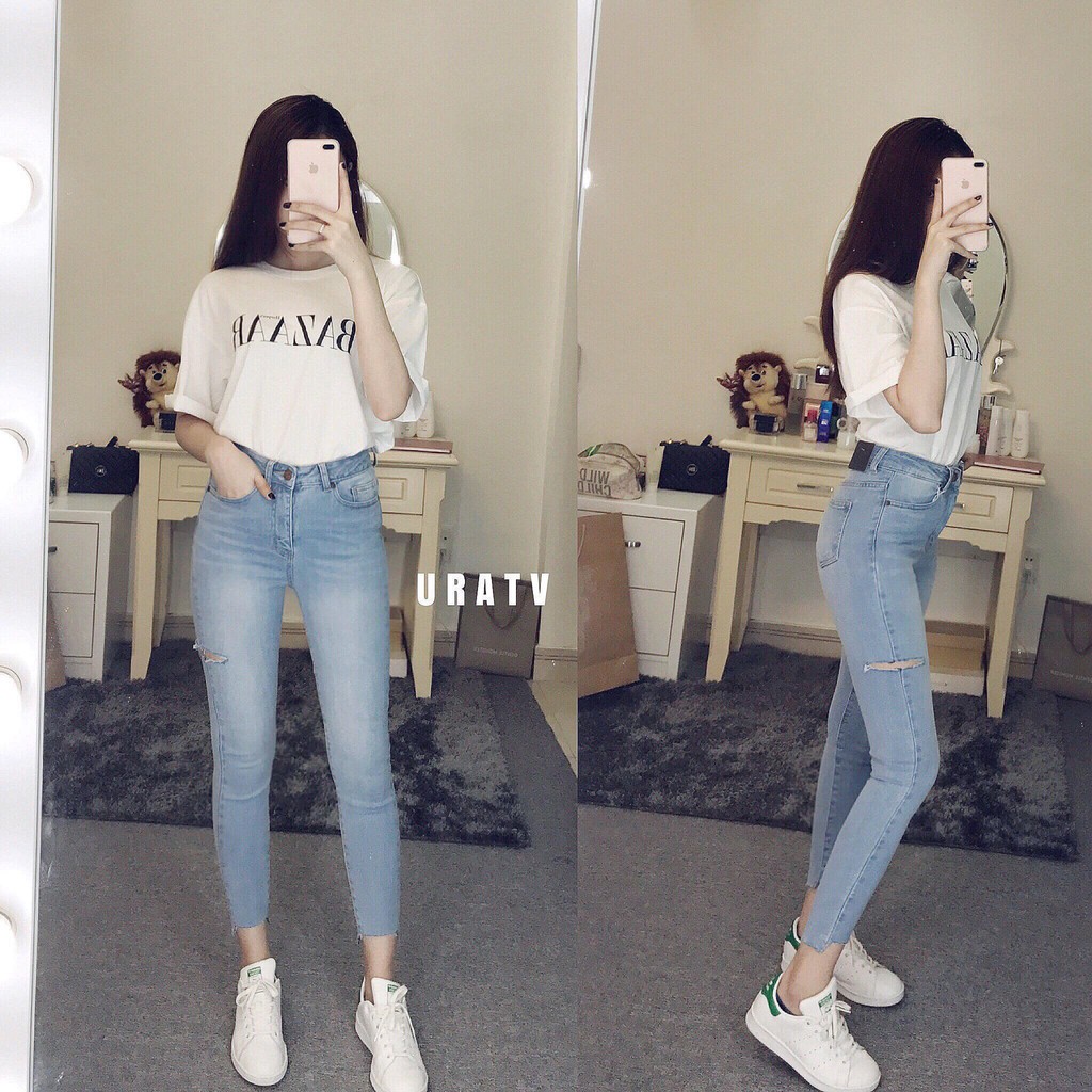 [FREESHIP - ẢNH CHÍNH CHỦ] Quần skinny jean 9 TẤC RÁCH ĐÙI | BigBuy360 - bigbuy360.vn