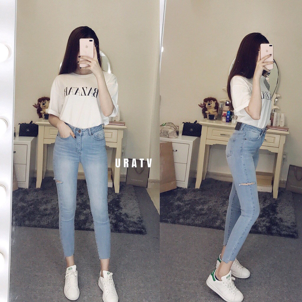 [FREESHIP - ẢNH CHÍNH CHỦ] Quần skinny jean 9 TẤC RÁCH ĐÙI