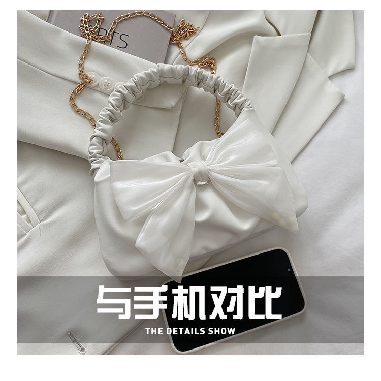 Túi Đeo Vai/Xách Tay Xếp Ly Đính Nơ Thời Trang Kiểu Pháp Cho Nữ