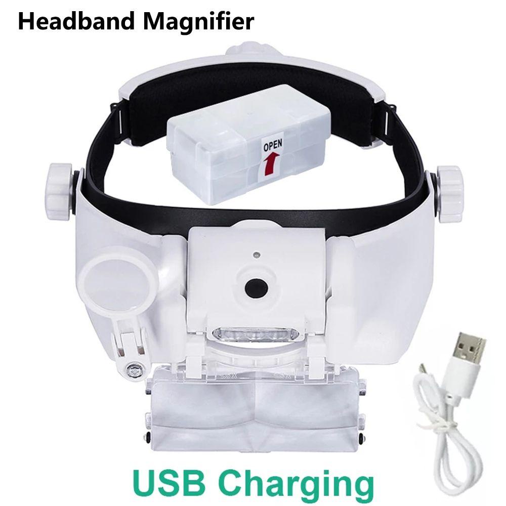 GOGOUP Kính Lúp Đeo Trán Có Đèn LED Có Thể Sạc Lại Bằng Cổng USB Chuyên Nghiệp Dùng S