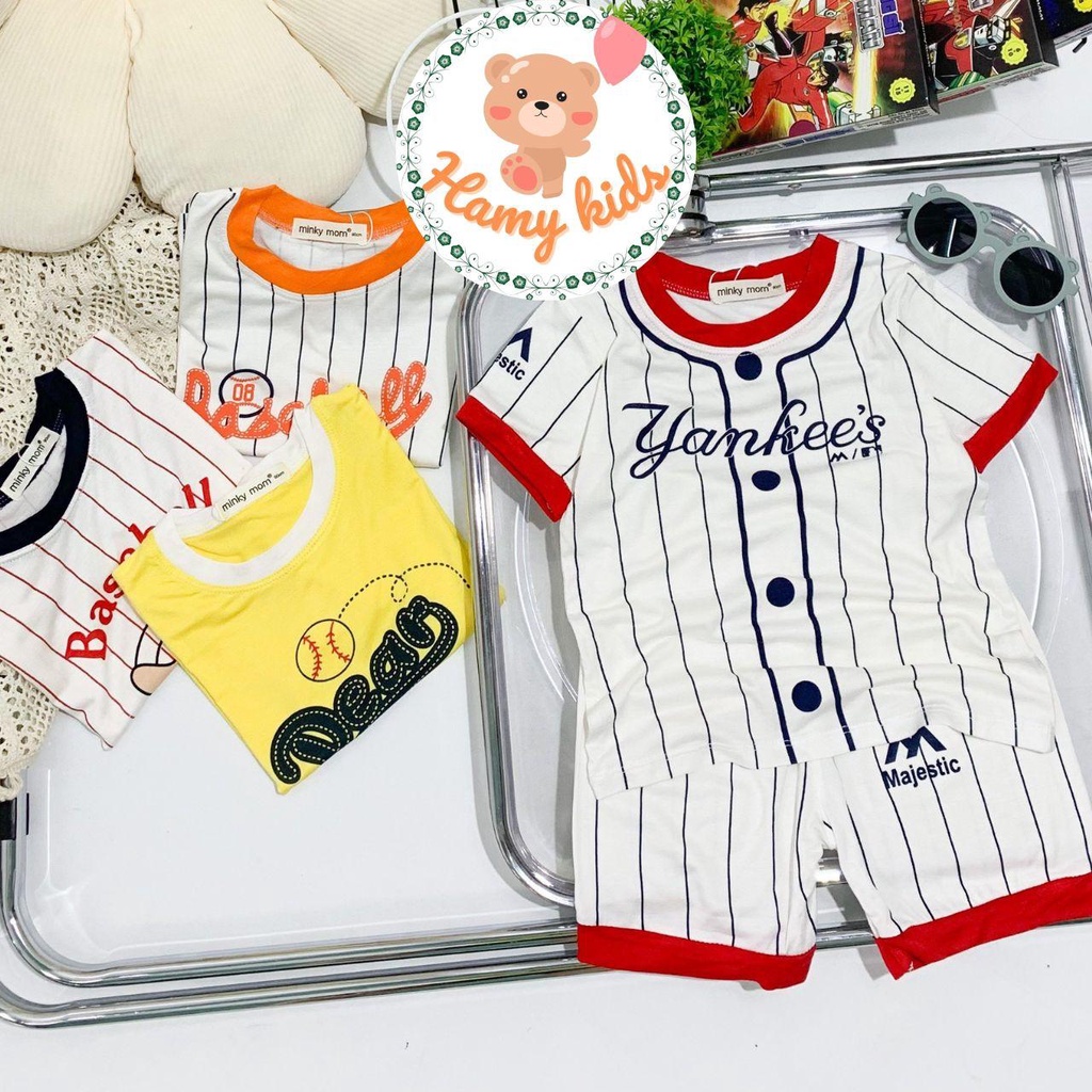 Bộ Cộc Tay Bé Trai Bé Gái Minky Mom Chính Hãng Thun Lạnh Hình in Đồng Phục Bóng Chày Trẻ Em 0-5 Tuổi Dưới 20kg- Hamykids