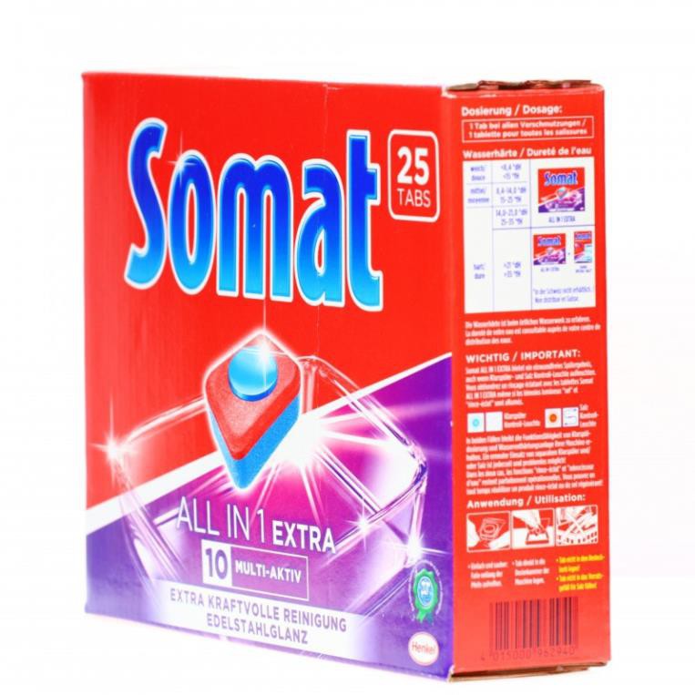 Viên rửa bát Somat All in one Extra 10 Active 100 viên (4 hộp 25 viên)