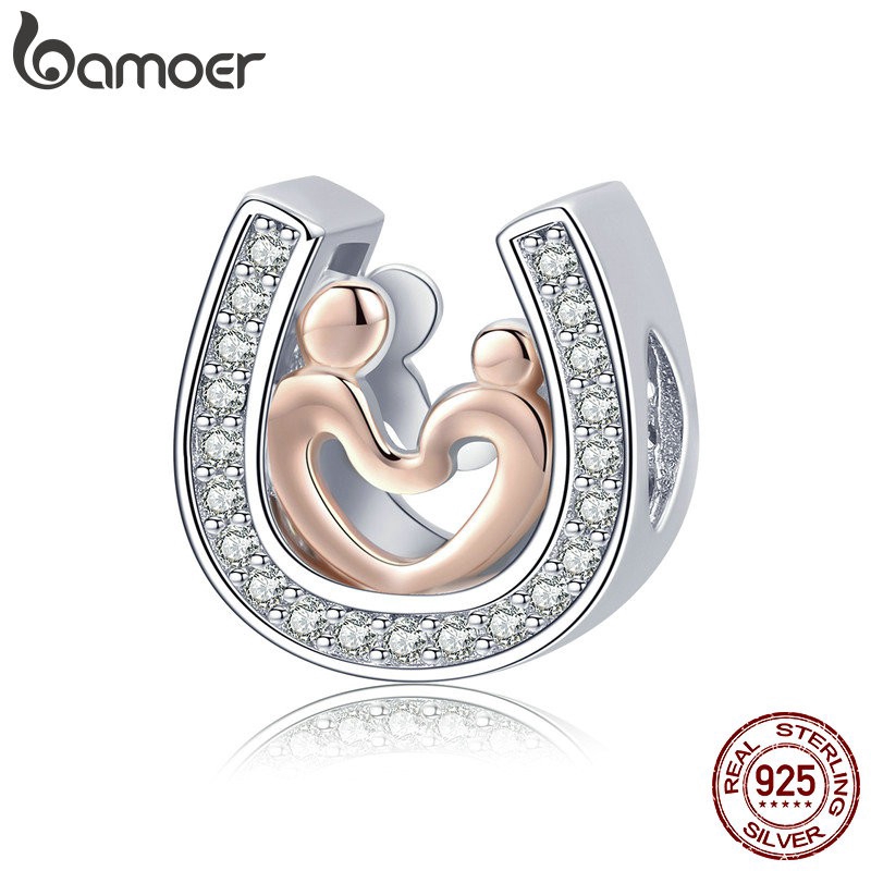 Hạt Charm BAMOER Bạc Sterling 925 Hình Trái Tim Cách Điệu Độc Đáo Làm Đồ Trang Sức