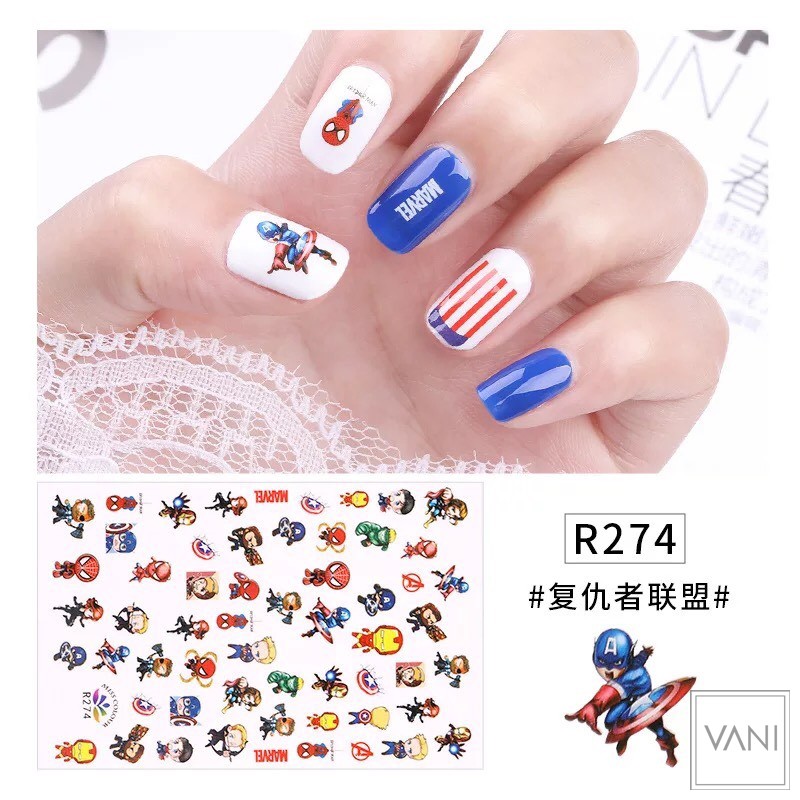 STICKER NAIL DÁN MÓNG TAY HÌNH ANH HÙNG IRON MAN AVENGERS DỄ THƯƠNG (BẢNG 2) - VANI STORE [KIRA0038]