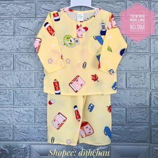 [size 4: 10-12kg] Đồ bộ bé trai vải tole lanh (tole 2 da) tay dài quần dài