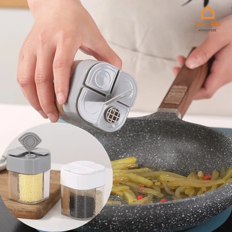Hộp Nhựa Đựng Gia Vị 4 Trong 1 Tiện Lợi
