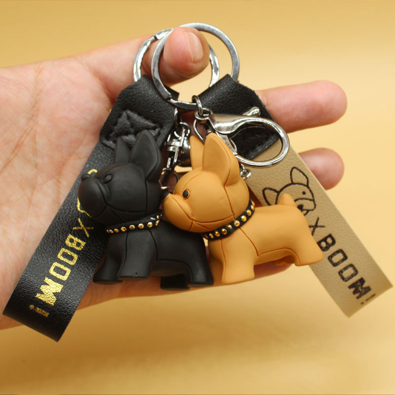 Móc Khóa Mặt Hình Chó Bull Pháp Dễ Thương Trang Trí Thời Trang