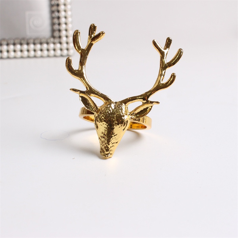 Bộ 6 Vòng Nhẫn Giữ Khăn Ăn Hình Tuần Lộc Khoét Rỗng Dùng Trang Trí Bàn Tiệc Giáng Sinh