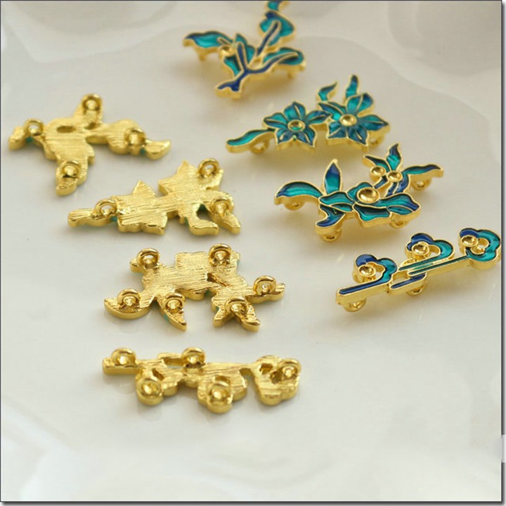 1 phiến đúc họa tiết charm kim loại tráng men - nguyên liệu làm trâm, làm trang sức