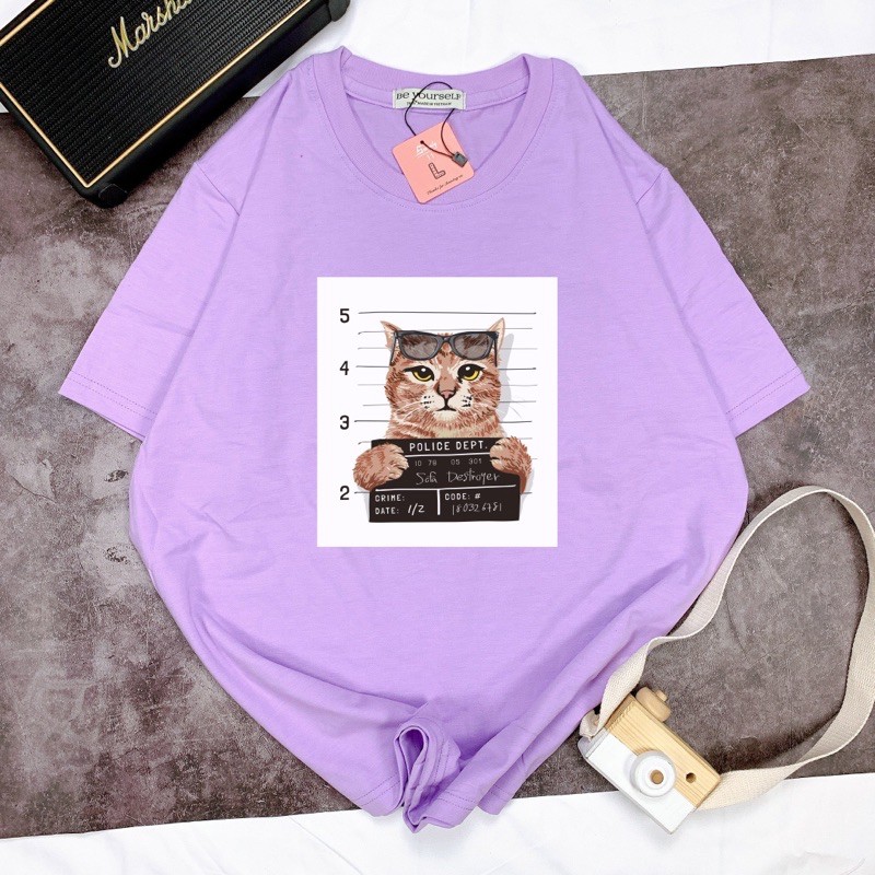 Áo Thun Tay Ngắn UNISEX in Decal Mèo PRISON CAT - Hình chụp thật (Đủ size M-L-XL) - Số đo ở cuối