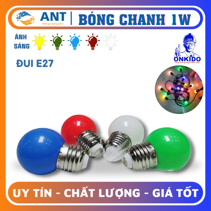 Bóng đèn Led 1w quả trái chanh G45 bup tròn đui E27 màu sắc lựa chọn kín nước trang trí ngoài trời - ONKIDO