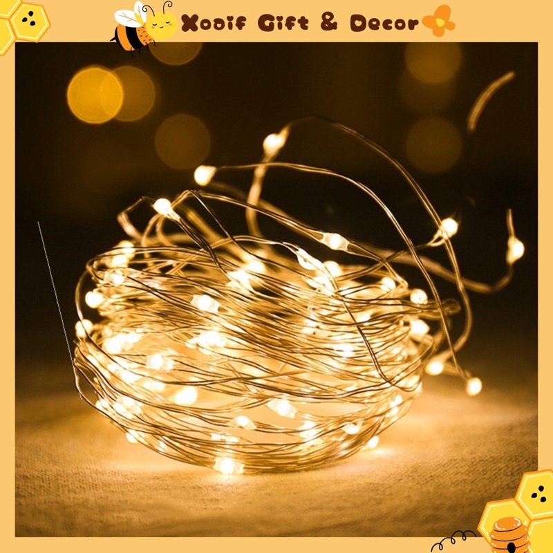 (Tặng pin) Đèn fairy light màu vàng nắng không nháy chạy pin | WebRaoVat - webraovat.net.vn