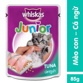 Pate mèo con whiskas junior tuna 85g, thức ăn mèo 2-12 tháng tuổi !