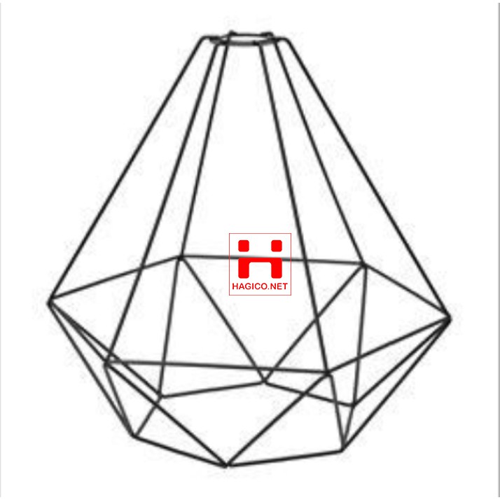 Đèn thả trang trí bàn ăn thả trần hình kim cương khung sắt