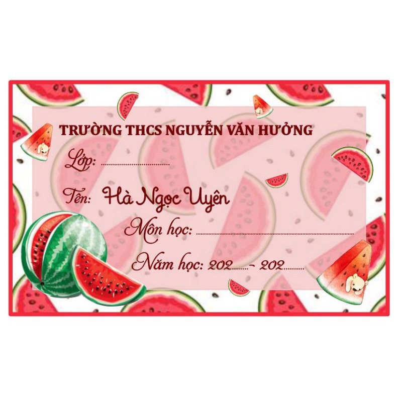 Combo nhãn vở trái cây dễ thương. Nhắn tin để điền tên theo yêu cầu nha!
