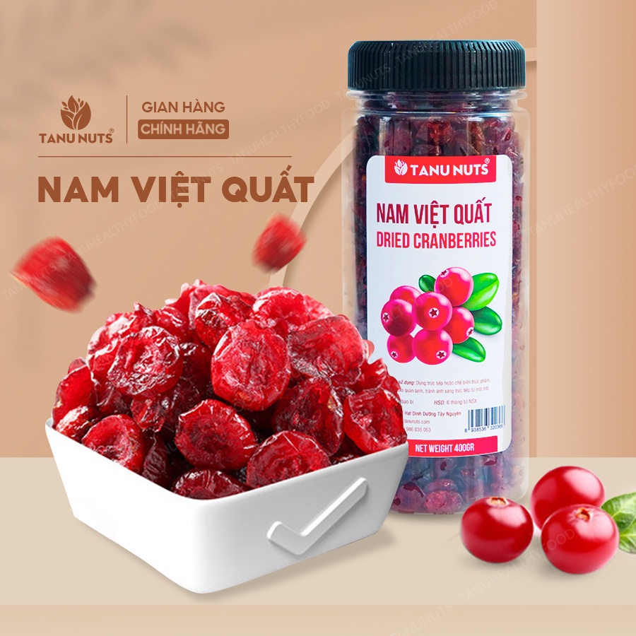 Nam việt quất sấy khô TANU NUTS, nam việt quất không đường Mỹ ăn kiêng, giảm cân