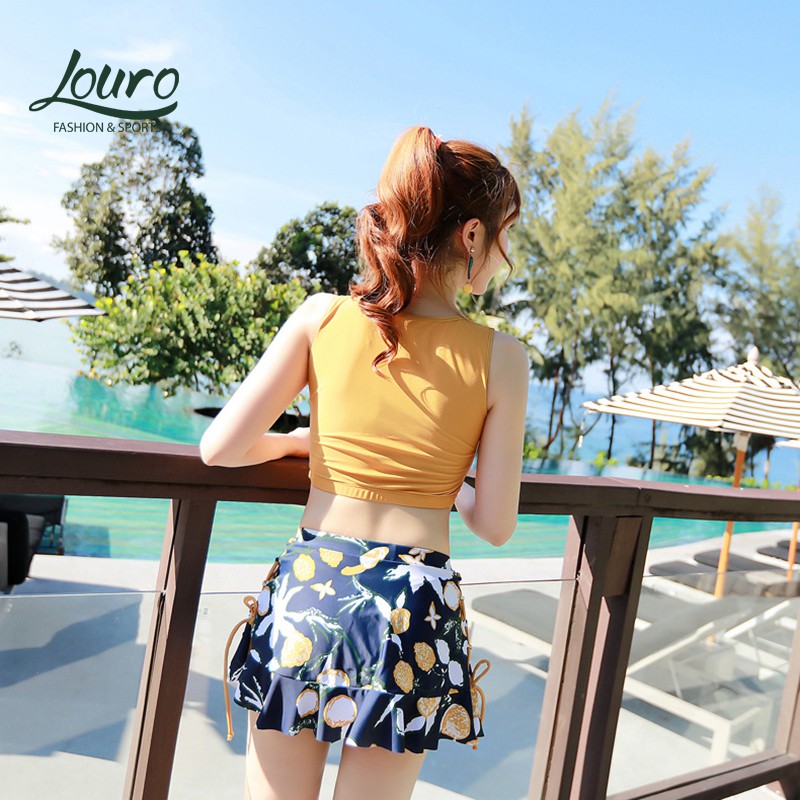 Bộ đồ bơi 3 món nữ kín đáo Louro, kiểu đồ bơi 2 mảnh dạng váy thắt nơ đi biển phong cách Hàn Quốc - SW03 | BigBuy360 - bigbuy360.vn