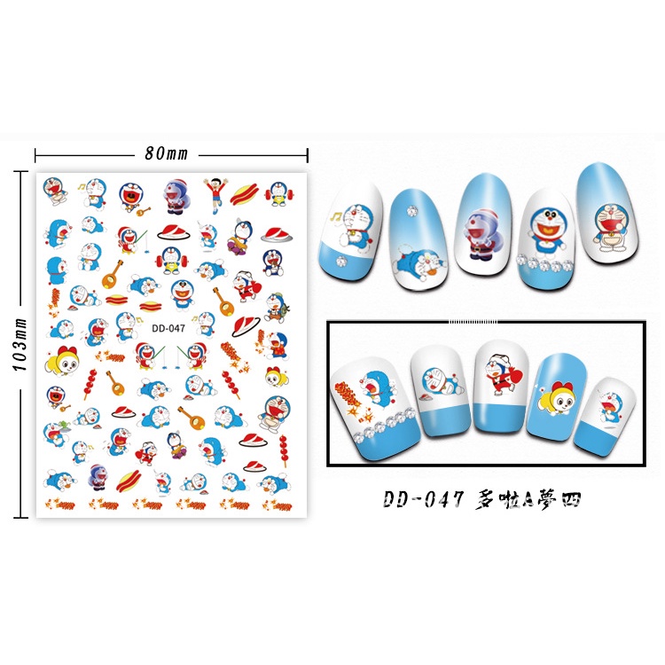 Miếng Dán Trang Trí Móng Tay Chống Thấm Nước Họa Tiết Hoạt Hình Doraemon Dễ Thương Cho Bé