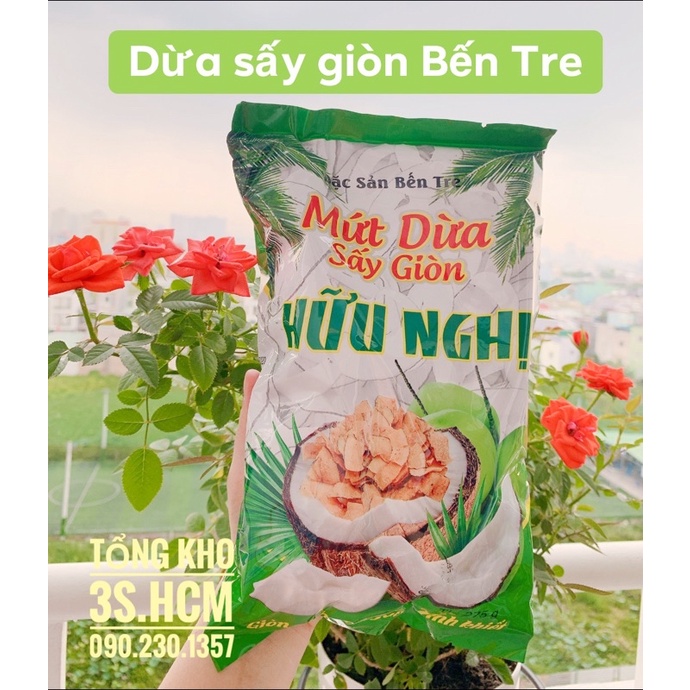 Dừa khô sấy giòn thương hiệu Hữu Nghị gói 275gr, topping cho kem, sinh tố, các món ăn vặt