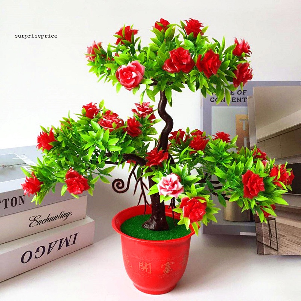 Chậu Cây Hoa Hồng Giả Trang Trí Nhà Cửa / Văn Phòng