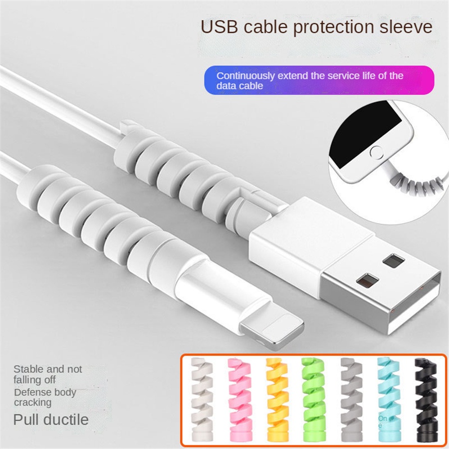 Cáp Sạc USB Bằng Silicon Hình Xoắn Ốc Bảo Vệ Cáp Sạc Android