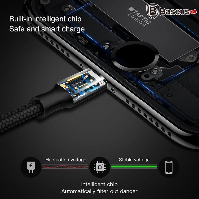 Cáp sạc và truyền dữ liệu tốc độ cao Baseus tích hợp 3 đầu kết nối
