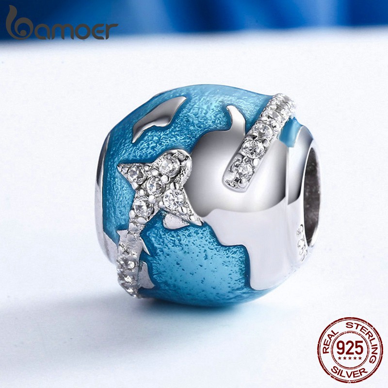 Hạt phụ kiện hiệu Bamoer chất liệu bạc 925 trang men dùng để làm vòng đeo tay DIY xinh xắn