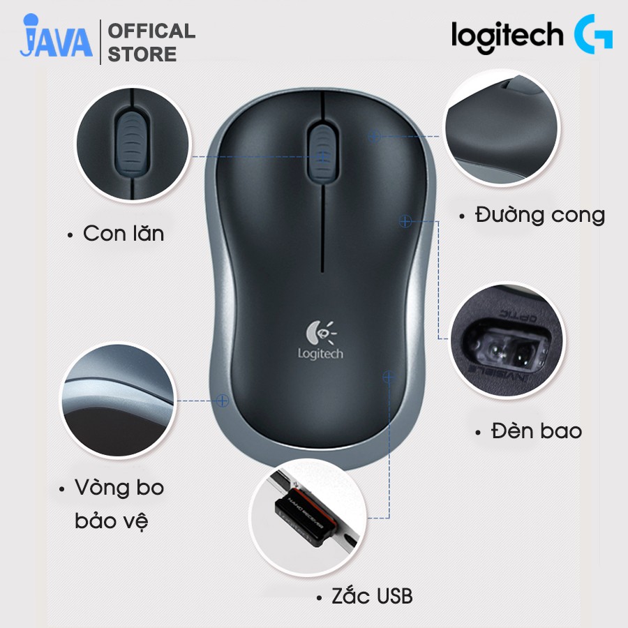 [Bảo hành 1 tháng] Chuột Không Dây Máy Tính Logitech M186 - Hàng Nhập Khẩu