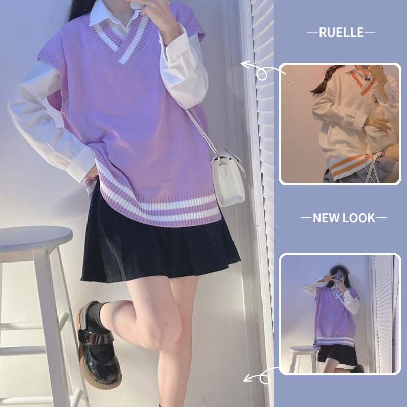 Áo len không tay cổ chữ v thiết kế mới thời trang theo phong cách Hàn Quốc dành cho nữ