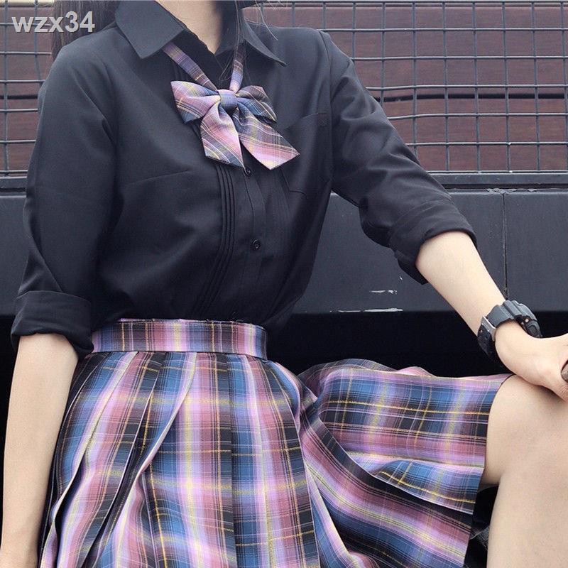 Áo sơ mi xếp ly Accordion jk đồng phục góc trên cùng vạt đen dài và ngắn do Nhật Bản sản xuất tất cả- cô gái bá